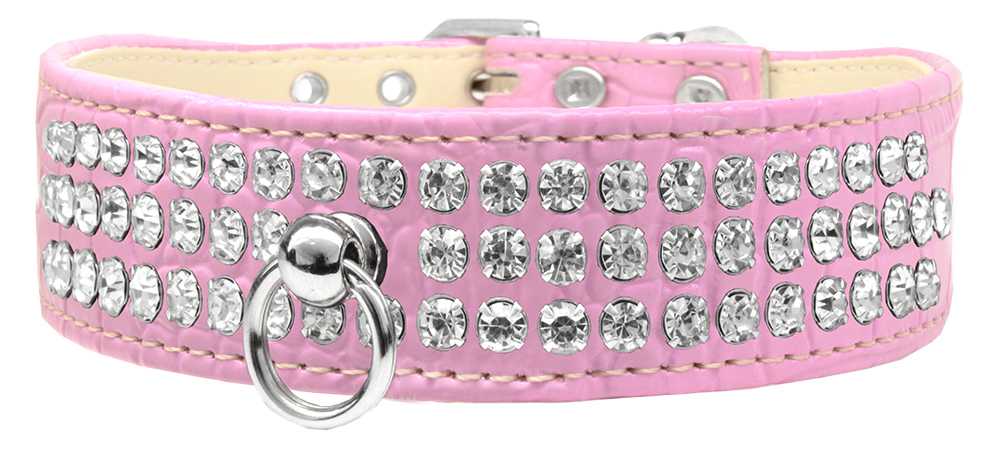 Style #73 Rhinestone Designer Croc Dog Collar Light Pink Size 24